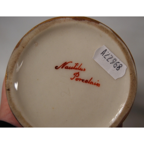 240 - Pair of Nautilus Porcelain jugs (Possil Pottery, Glasgow) decorated with pierced panels and roses on... 