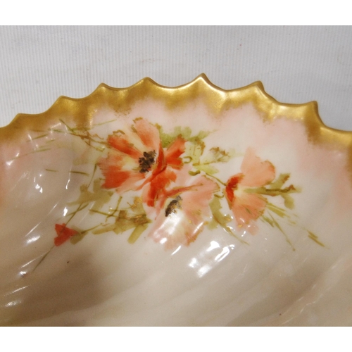 241 - Nautilus Porcelain bowl (Possil Pottery, Glasgow) with surmount of a boy, frilly gilt border, 15cm h... 