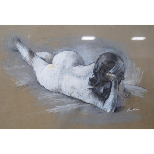 349 - In the Manner of Paul Cadmus (American, 1904 - 1999)Reclining female nudeSigned indistinctly and dat... 