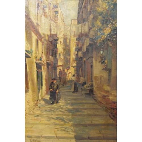 351 - R Pasini (Italian, 20th Century)Italian street sceneSigned, oil on canvas, 44.5cm x 29cm.... 