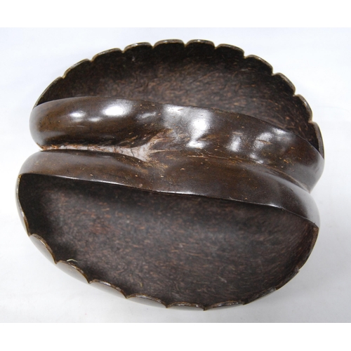 204 - Coco de Mer nut carved in the form of a basket, first part of 20th century, origin Seychelles, appro... 