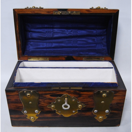 207 - Victorian coromandel stationery box with domed top enclosing later lined interior, decorated with br... 