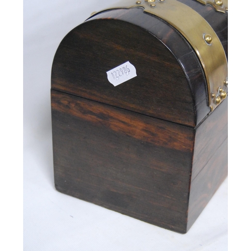 207 - Victorian coromandel stationery box with domed top enclosing later lined interior, decorated with br... 