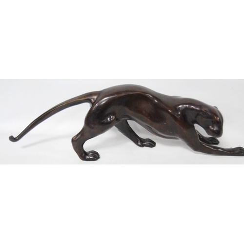 208 - Pair of patinated bronze figures of panthers in the manner of Chiparus, unsigned, 9.5cm high and 37c... 