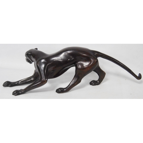 208 - Pair of patinated bronze figures of panthers in the manner of Chiparus, unsigned, 9.5cm high and 37c... 