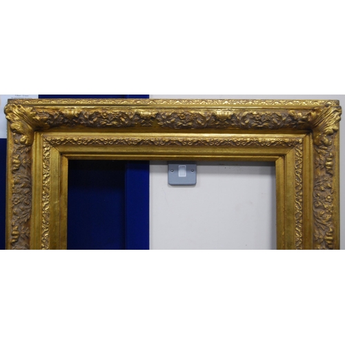 210 - 19th century ornate giltwood and gesso picture frame, aperture 121.5cm x 61.5cm, overall 157.5cm x 9... 