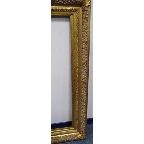 210 - 19th century ornate giltwood and gesso picture frame, aperture 121.5cm x 61.5cm, overall 157.5cm x 9... 