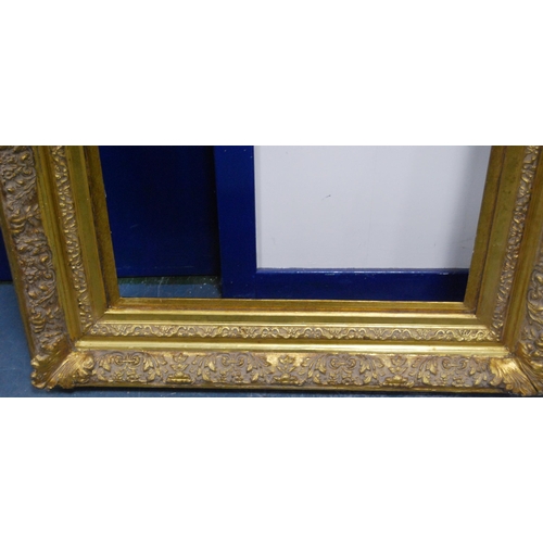 210 - 19th century ornate giltwood and gesso picture frame, aperture 121.5cm x 61.5cm, overall 157.5cm x 9... 