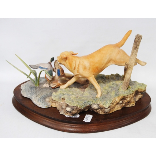 264 - Border Fine Arts limited edition group by Ray Ayres modelled as a Labrador with ducks on a naturalis... 