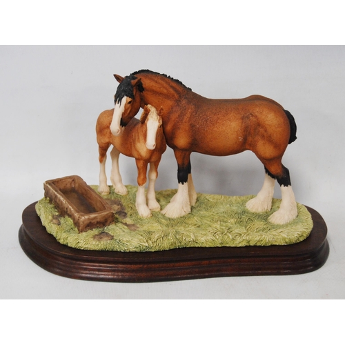 265 - Border Fine Arts group by Ray Ayres modelled as a horse and foal at a trough, from the James Herriot... 