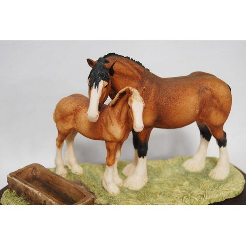 265 - Border Fine Arts group by Ray Ayres modelled as a horse and foal at a trough, from the James Herriot... 