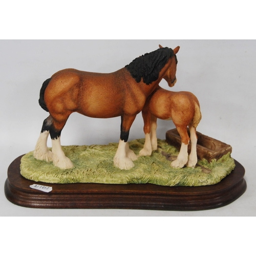 265 - Border Fine Arts group by Ray Ayres modelled as a horse and foal at a trough, from the James Herriot... 