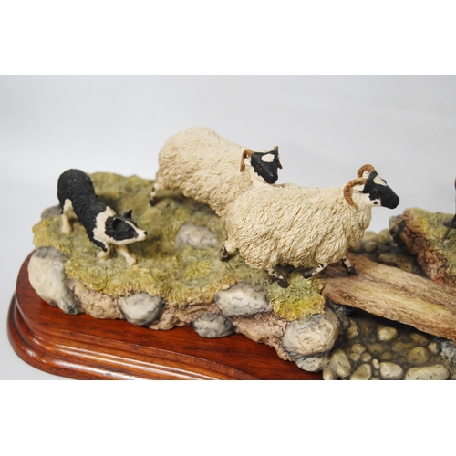 266 - Border Fine Arts limited edition group by Ray Ayres modelled as a farrier with sheepdog and sheep, o... 