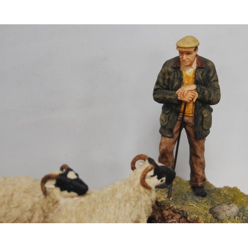 266 - Border Fine Arts limited edition group by Ray Ayres modelled as a farrier with sheepdog and sheep, o... 