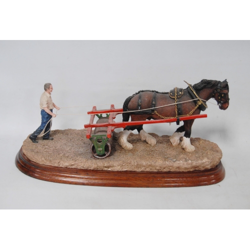 268 - Border Fine Arts group modelled as a farmer with a horse and Cambridge roller, on a fixed stand, 29c... 