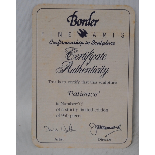 274 - Border Fine Arts limited edition figure, 'Patience', 1992, by David Walton, on a naturalistic base a... 