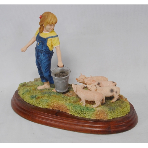 277 - Border Fine Arts group, 'Feeding Piglets', from the Young Farmers range, no. A5030, on a fixed stand... 