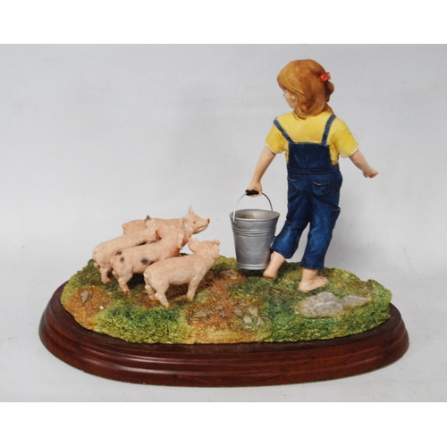 277 - Border Fine Arts group, 'Feeding Piglets', from the Young Farmers range, no. A5030, on a fixed stand... 