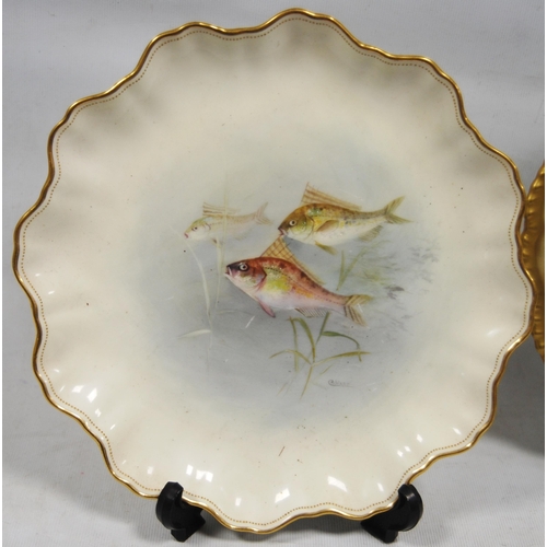 259 - Royal Worcester porcelain botanical cabinet plate, signed W Hale, c. early 20th century, with hand-p... 