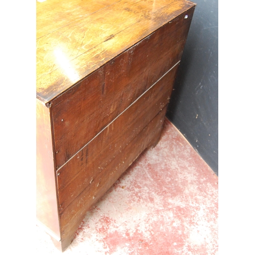 418 - Late Georgian stained wood chest of two short and three long graduated drawers, on bracket feet, 90c... 