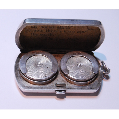 144 - George V silver double sovereign case, monogrammed, enclosing two sprung holders, date letter O, 47.... 