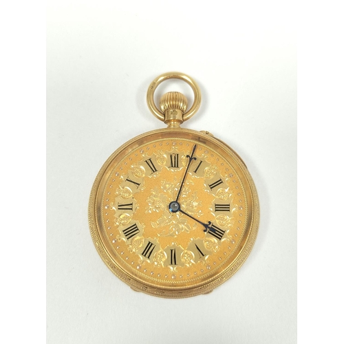 31 - Keyless lever watch by Reid & Sons, Newcastle No 36582, overcoil spring with gold dial and engra... 