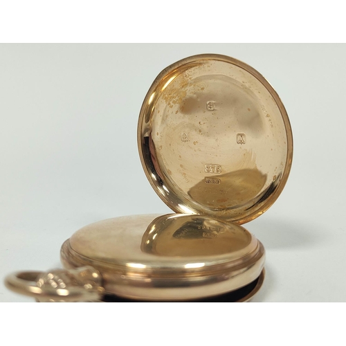 38 - Record keyless lever watch in 9ct gold hunter case. 38g Without movement and glass.
