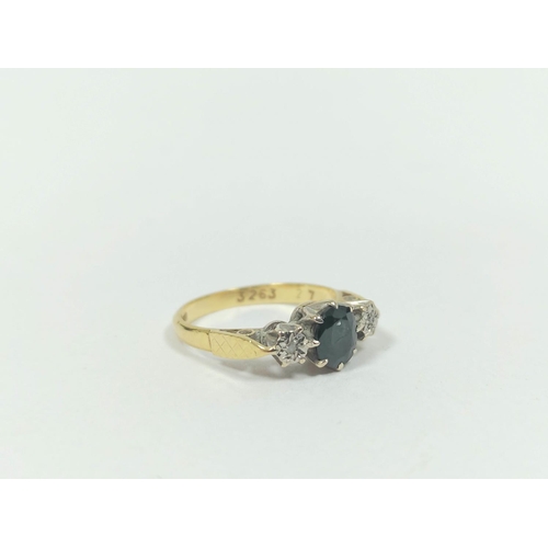 46 - Sapphire and diamond ring and another both 18ct gold. 4.7g