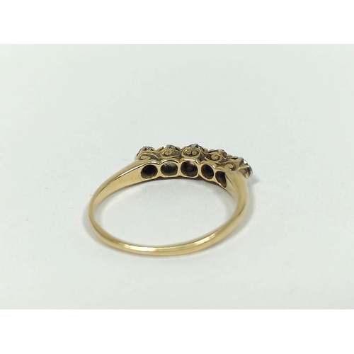 58 - Diamond five stone ring with graduated brilliants ,the largest approximately .15ct, gold, size 'O'