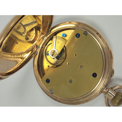 67 - Keyless lever stop watch, in rolled gold open face case. 56mm