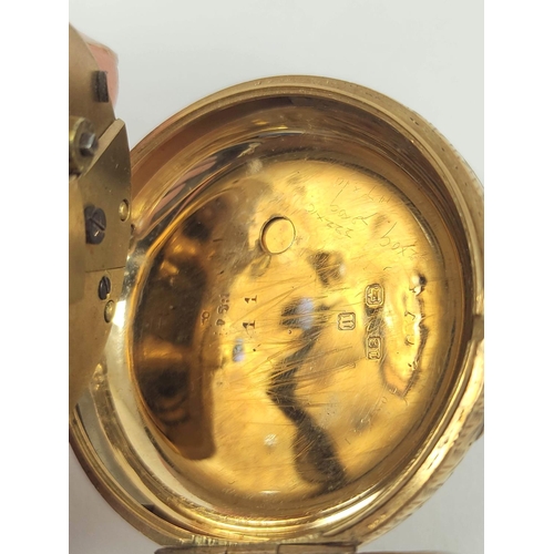 68 - Lever watch unsigned full plate with gold engraved dial and 18ct open face case 1868. 11g without mo... 