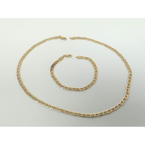 69 - 9ct gold necklet of filed curb pattern with matching bracelet 6.5g (2)