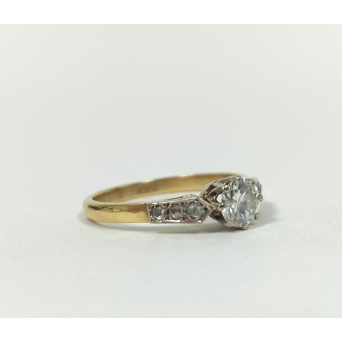 72 - Diamond solitaire ring with brilliant approximately .6ct in gold '18ct' Size 'R'