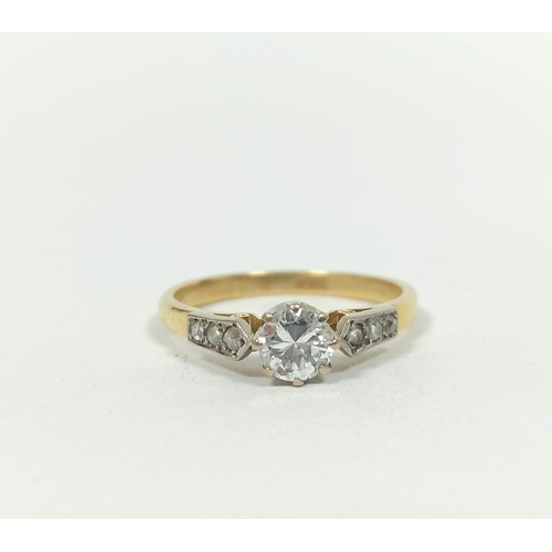 72 - Diamond solitaire ring with brilliant approximately .6ct in gold '18ct' Size 'R'