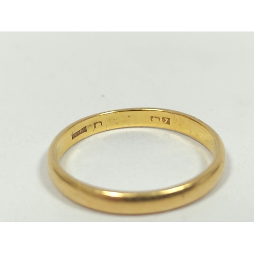 73 - Gold band ring, probably 22ct (3.2g) size 'R'