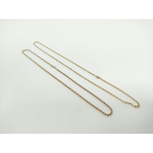 74 - Two 9ct gold necklets. 20g