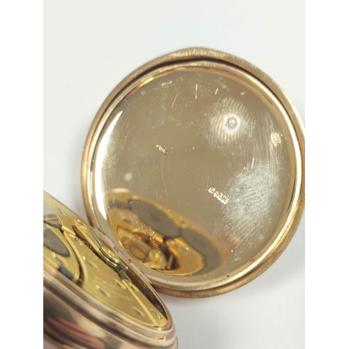 83 - Swiss keyless lever watch for Benson London, in 9ct gold, half hunter case, 1930