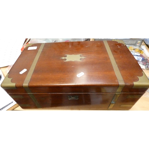 1 - 19th century brass bound mahogany writing box.