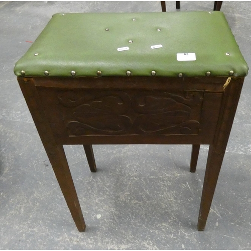 64 - Carved oak sewing box.