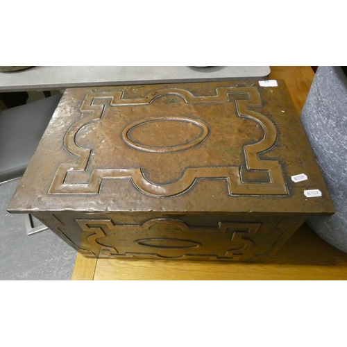 65 - Arts and Crafts style copper log box.