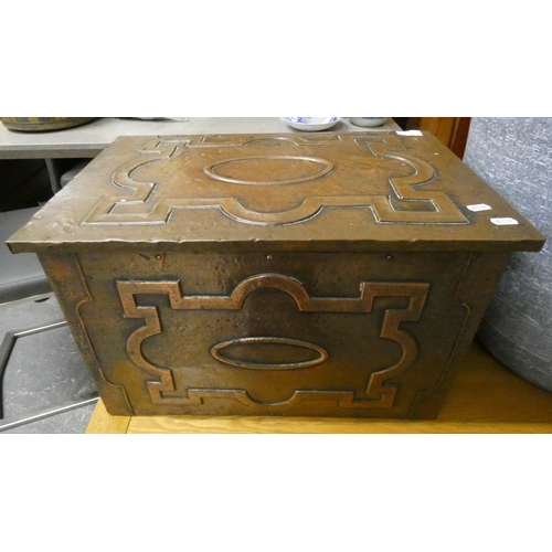 65 - Arts and Crafts style copper log box.