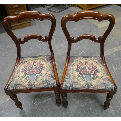 66 - Pair of Victorian mahogany balloon back dining chairs.