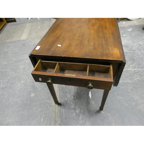 67 - Georgian mahogany drop leaf table with drawer. 