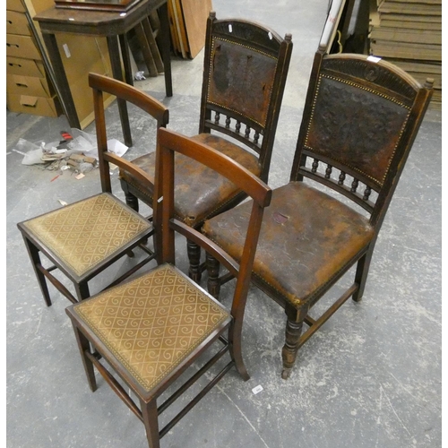 72 - Two pairs of antique dining chairs (a/f).