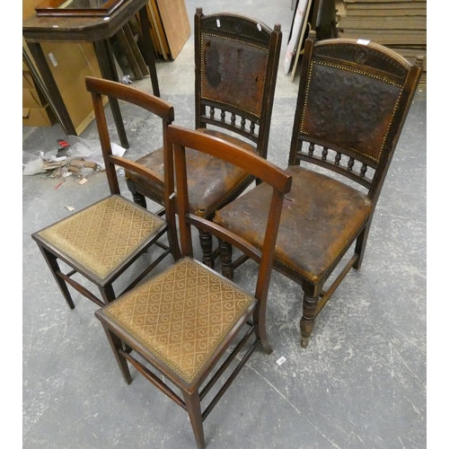 72 - Two pairs of antique dining chairs (a/f).