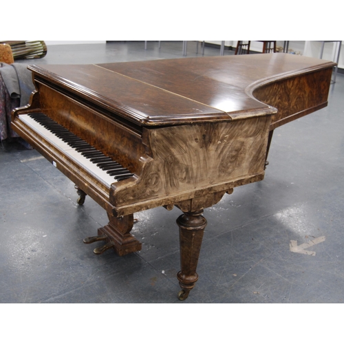 420 - Victorian walnut concert grand piano by Erard of London, patent no. 10703, stamped G Martin to the w... 