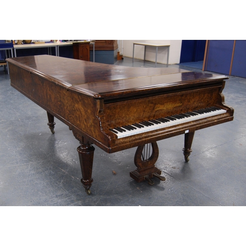 420 - Victorian walnut concert grand piano by Erard of London, patent no. 10703, stamped G Martin to the w... 