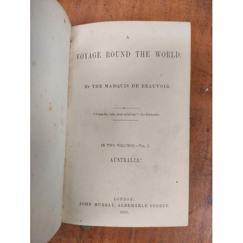 142 - DE BEAUVOIR MARQUIS.  A Voyage Round the World. 2 vols. - Australia, Java, Siam, Canton. R... 