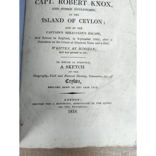 157 - KNOX CAPT. ROBERT.  An Account of the Captivity ... in the Island of Ceylon & of the C... 