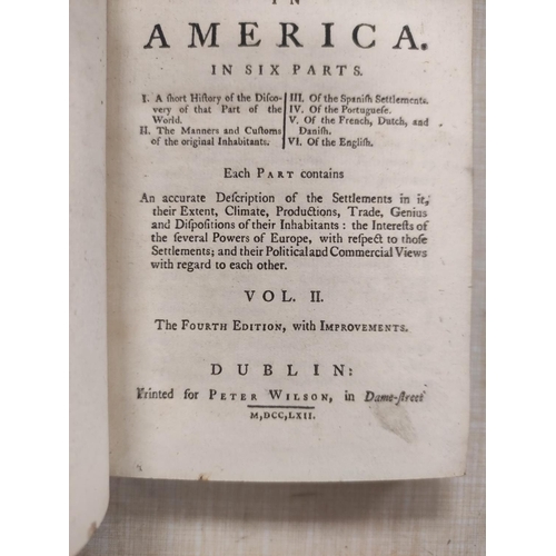 164 - (BURKE EDMUND).  An Account of the European Settlements in America. 2 vols. 12mo. Mottled calf. Dubl... 